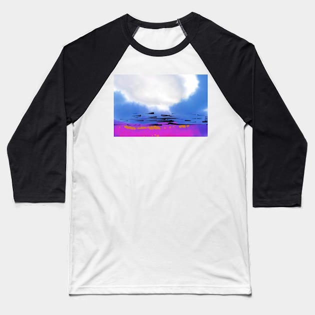 Blue Abstract Sunset Baseball T-Shirt by KirtTisdale